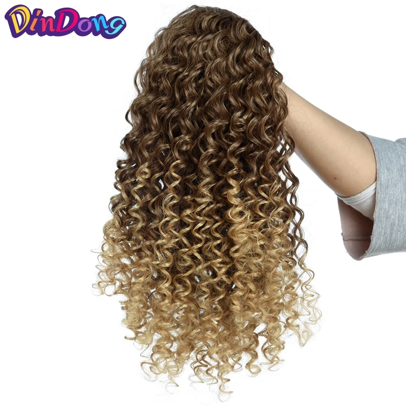 Rabo de Cavalo Sintético de Rabo de Cavalo Extensões de Cabelo Dindong Encaracolado ''puff Afro Clipe Sintético de 120 g - Pacote Envoltório Africano Americano 18 10 afro clipe sintético de rabo de cavalo