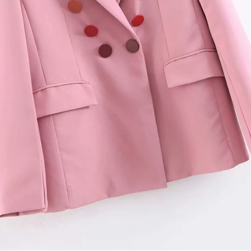 Spring Pink Women Blazers 2019 Solid Double Breasted Korean Loose Female Jacket Long Sleeve Office Ladies Blazer Outwear Femme