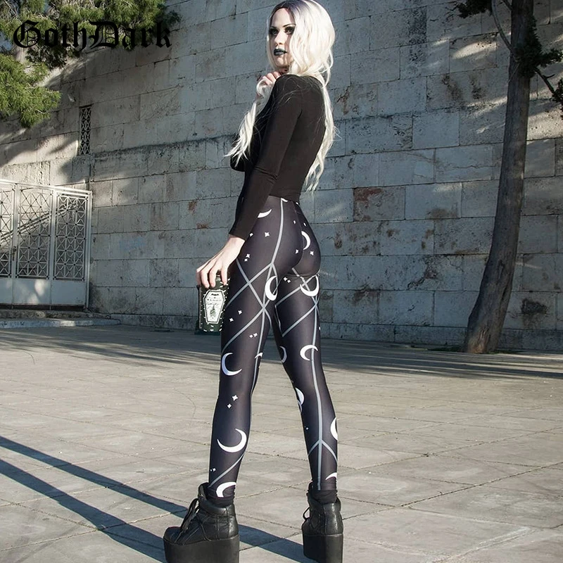 Goth Dark Aesthetic Vintage Gothic Pants For Women Grunge Harajuku Skinny High Waist Trousers Punk Print Autumn 2019 Fashion Goth Dark Aesthetic Vintage Gothic Pants For Women Grunge Harajuku Skinny High Waist Trousers Punk Print Autumn 2019 Fashion