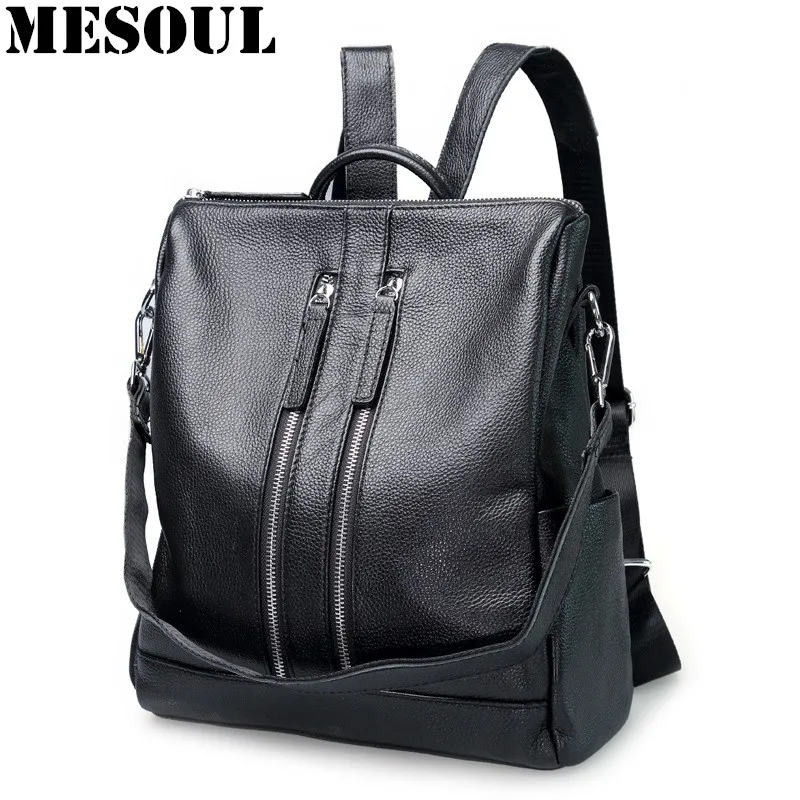 New Arrival Black Genuine Leather Women Backpack for Teenage Girls School Bag Fashion Travel Ladies Shoulder Bags Bolsas Mochila New Arrival Black Genuine Leather Women Backpack for Teenage Girls School Bag Fashion Travel Ladies Shoulder Bags Bolsas Mochila