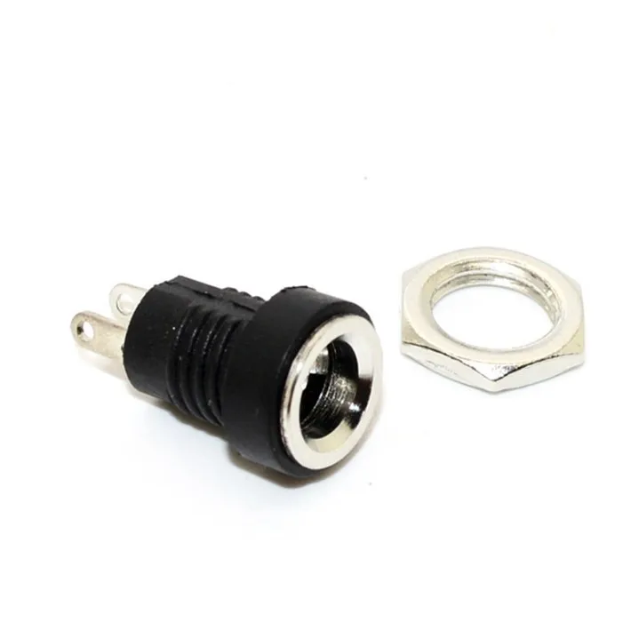10pcs DC Connector Electrical Power Plug DC-022B 5.5x2.1mm / 5.5x2.5mm 2 Pins Round Hole With Nut