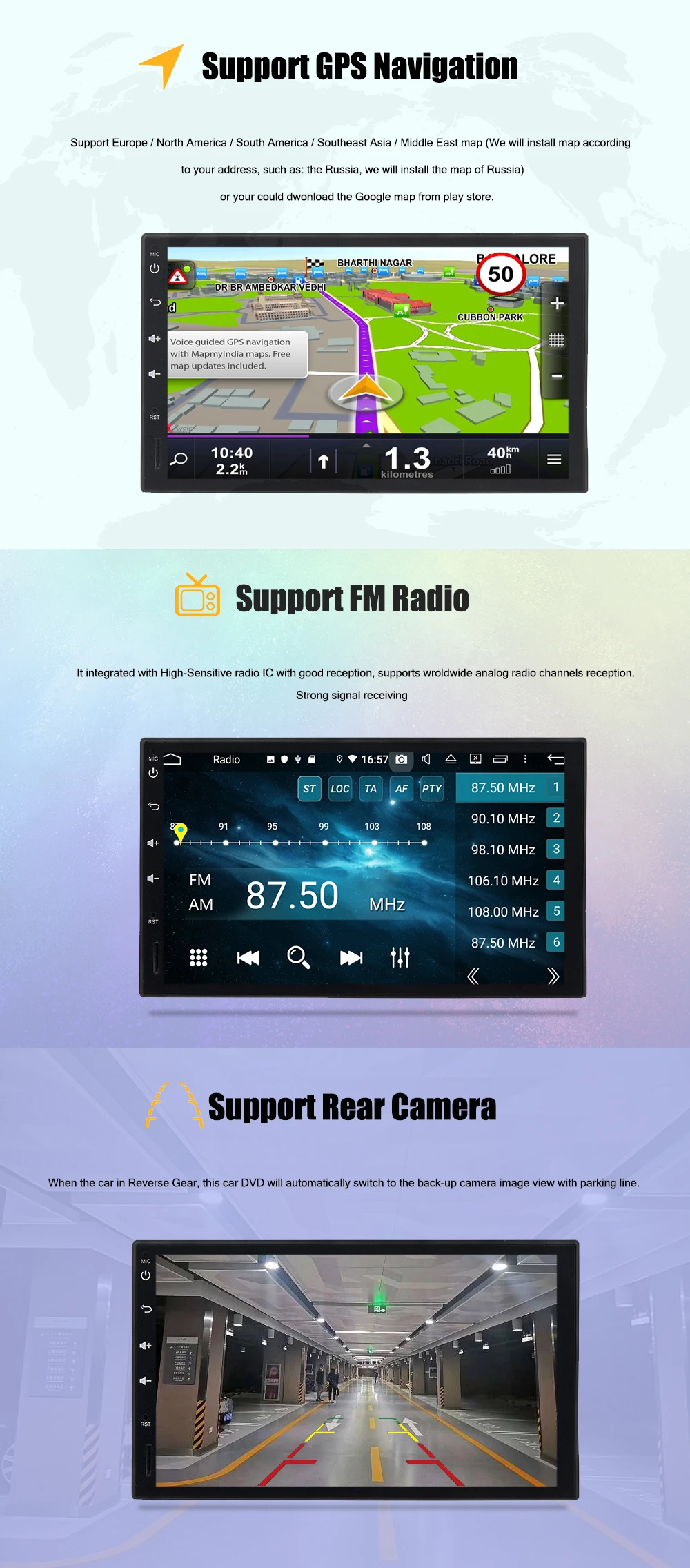 Topnavi Android 8,1 4 ядра автомобильный мультимедийный плеер для 10,1 дюймов Универсальный без DVD gps навигации Autoaudio радио видео