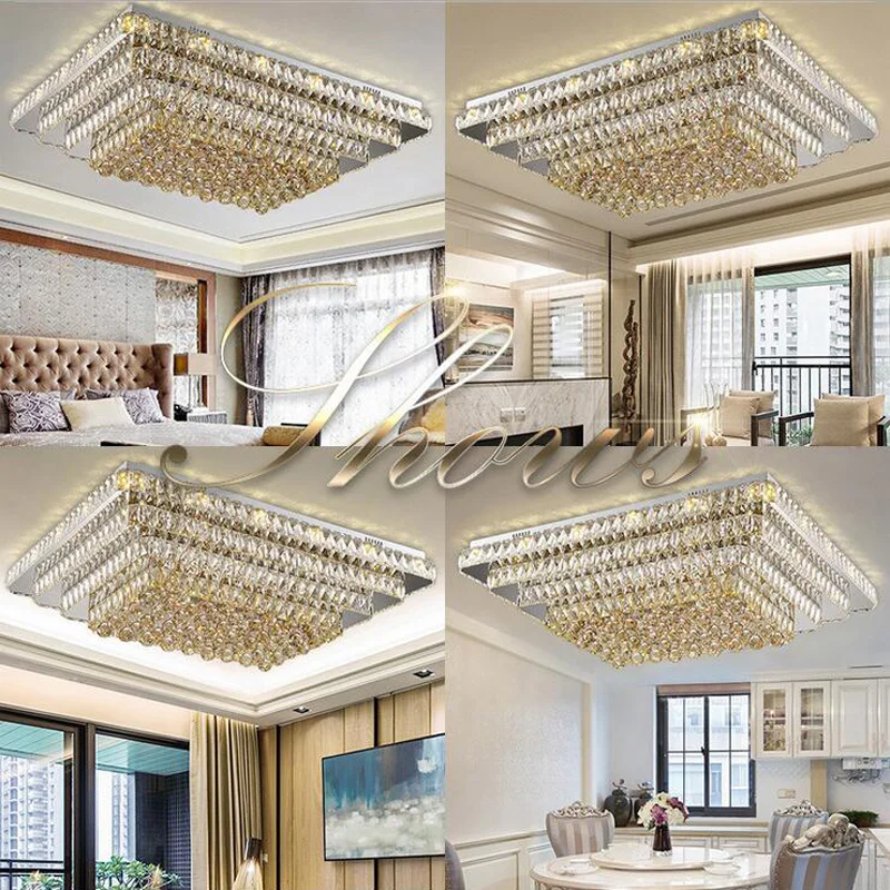 t new luxury crystal lamps rectangular modern lightings for living
