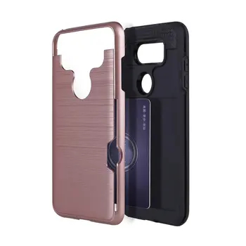 

10pcs/lot Hybrid Armor Silicone+PC Case wire drawing Cover Case with card slot For LG V30