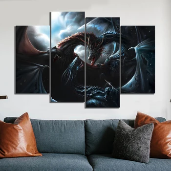 

4 Piece Game of Thrones 8 Movie Poster Paintings Digital Art Dragon Picture Artwork Canvas Paintings for Home Decor Wall Art