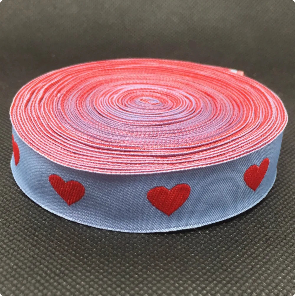 

5/8" 16mmX10yards Zakka handmade accessories Cartoon ribbon Jacquard Ribbon with red love free shipping KT2015041826