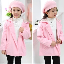 2017 hiver enfants de vêtements filles tranchée solide courte section de laine bébé fille à capuche cardigan vestes pour filles enfants manteaux