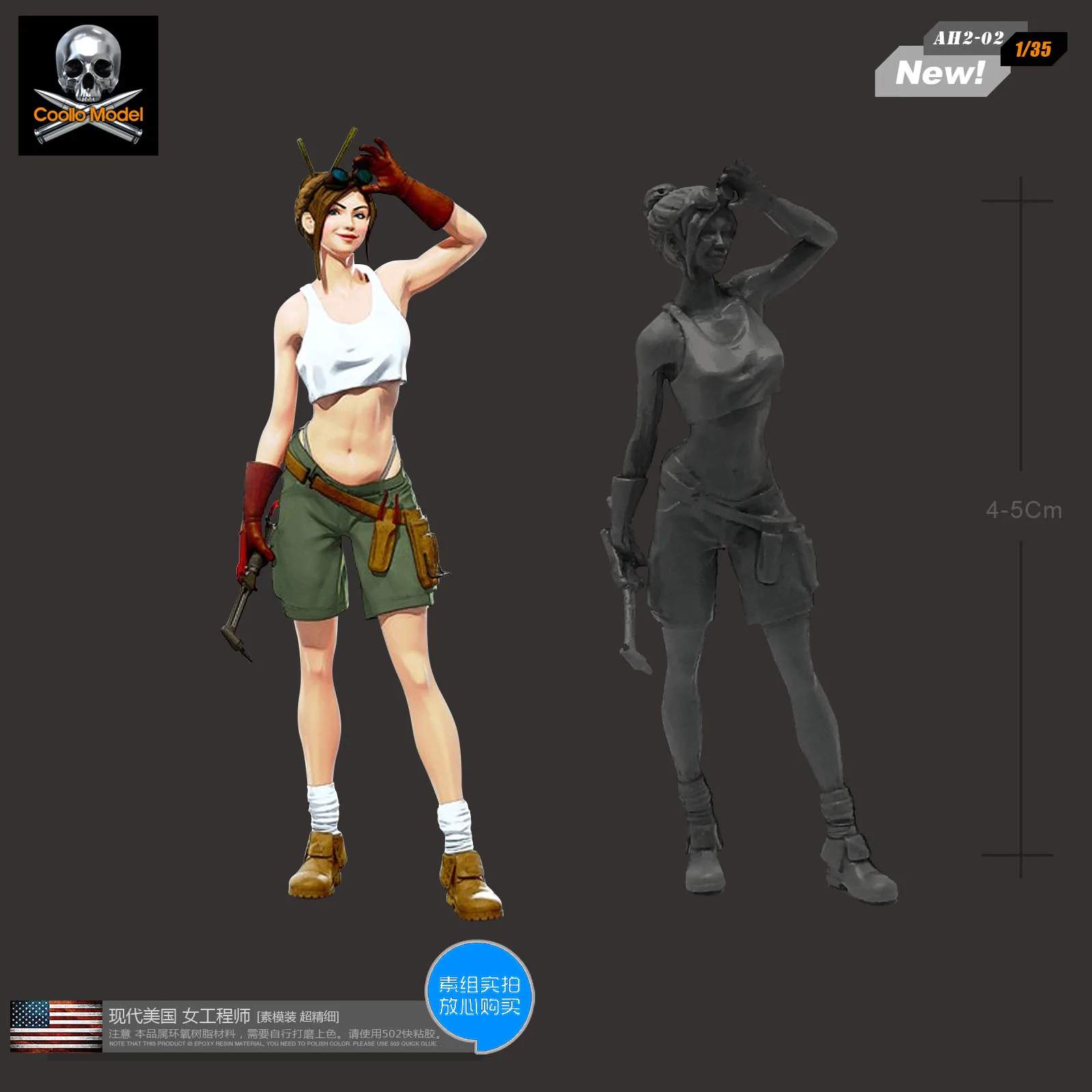 

1/35 Resin Figure Model American Military Engineer Resin Girl Soldier Unmounted And Uncolored Ah2-02