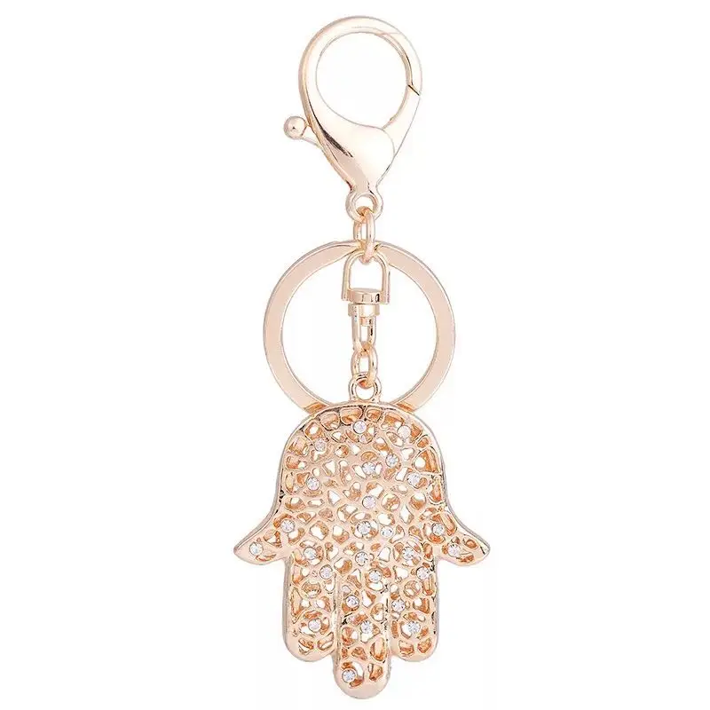 

New Creative Crystal Palm Keychain Male Personality Simple Finger Car Key Ring Female Bags Pendant Accessories Key chains
