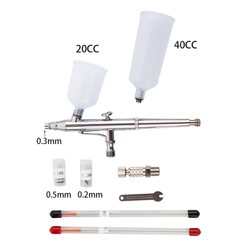 Двойного действия 0,2/0,3/0,5 мм Аэрограф компрессор спрей модель оружия DIY татуировки торт Краски для искусства ногтя 3 скорости режимов