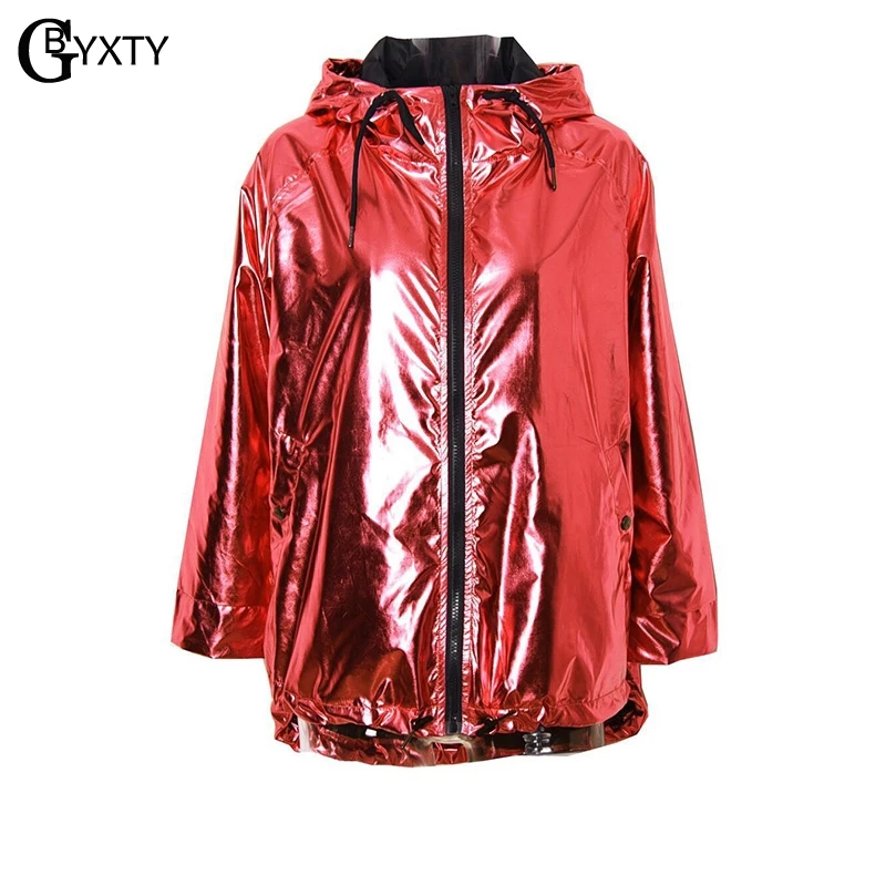 GBYXTY jaquetas femininas Metallic Color Bomber Jacket Womens Outerwear Hooded Autumn Coat Femme Zip up Waterproof Jacket ZA386 GBYXTY jaquetas femininas Metallic Color Bomber Jacket Womens Outerwear Hooded Autumn Coat Femme Zip up Waterproof Jacket ZA386