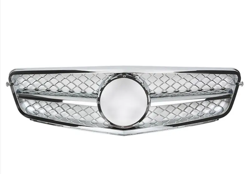 Для Mercedes-Benz c-класс W204 C180 C200 C300 C350 2006-2013 SL стиль с эмблемой серебро/Хром Передняя гоночная решетка - Цвет: style B