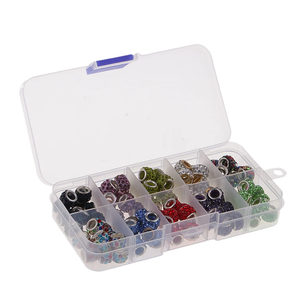 1 Boxed(100pcs) Clay Pave Disco Ball Crystal Beads Mixed Color - Large Hole Beads For DIY Jewelry Making