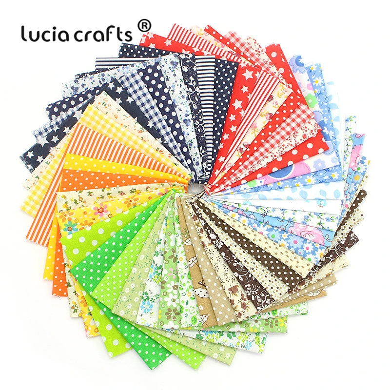 Lucia crafts, 7 шт./лот, 25*25 см, хлопковая ткань с принтом для рукоделия, куклы, ручная работа, шитье, Лоскутная Ткань, текстиль, ткань H0913