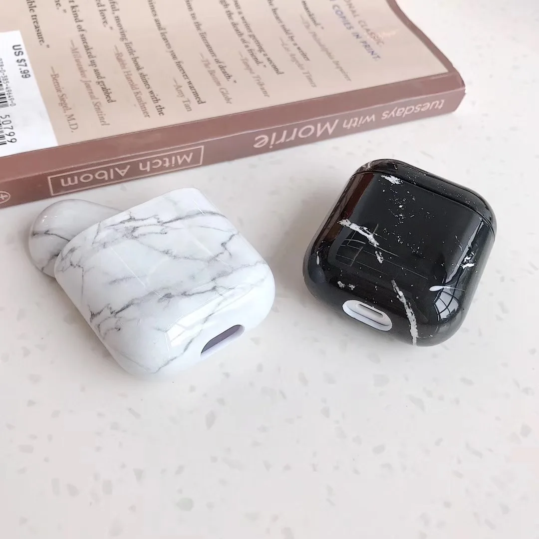 Чехол для наушников Airpods 2 чехол Роскошный Мраморный Жесткий Чехол Для Air Pods чехол Аксессуары для наушников зарядная коробка с брелком