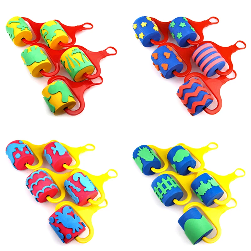 

1Pc Random Paint Roller Drawing Toys Roller Seal Sponge Brush Sponge Creative Funny Educatianal Children EVA Painting Roller
