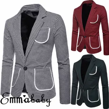 

Stylish Men's Casual Slim Fit Formal One Button Suit Blazer Coat Jacket Tops