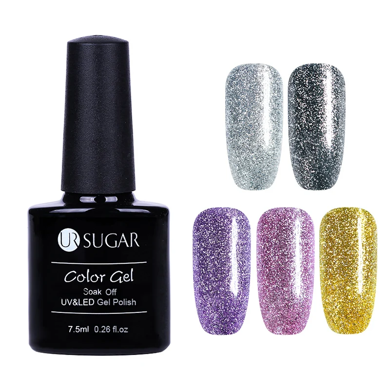 

UR SUGAR 7.5ml Glitter Platinum Gel Nail Polish Neon UV Gel Lacquer LED Soak Off Color Coat Decoration For Nail Art Varnish