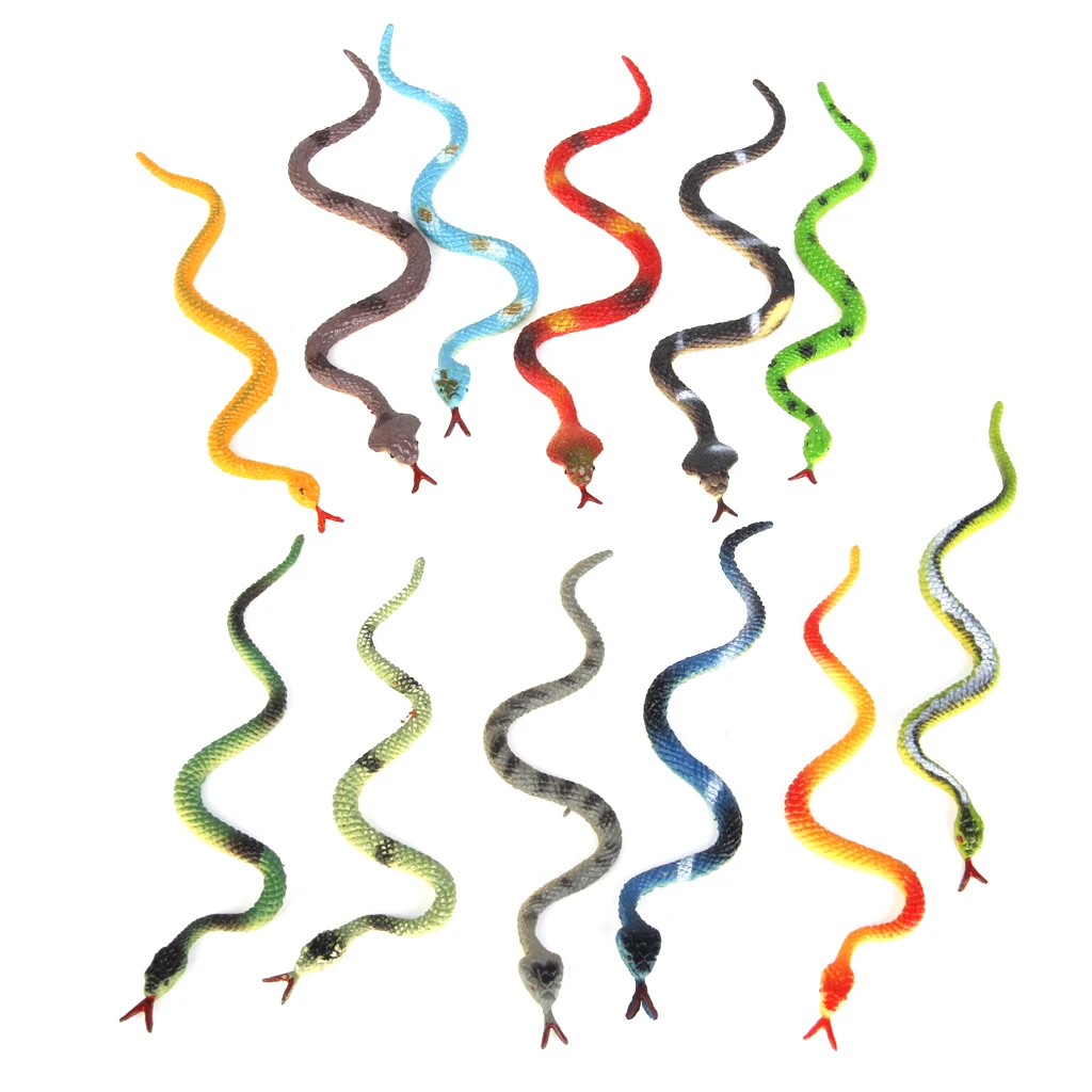 12pcs Plastic Fake Reptiles Animal Snake Model Toy Prank Gag Gifts
