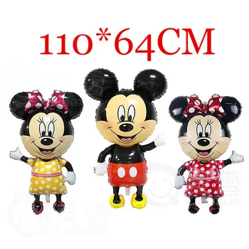 

10PC Large 110*64cm Minnie Mickey foil balloons red Bowknot standing Polka dot wedding birthday party decor supplies globos