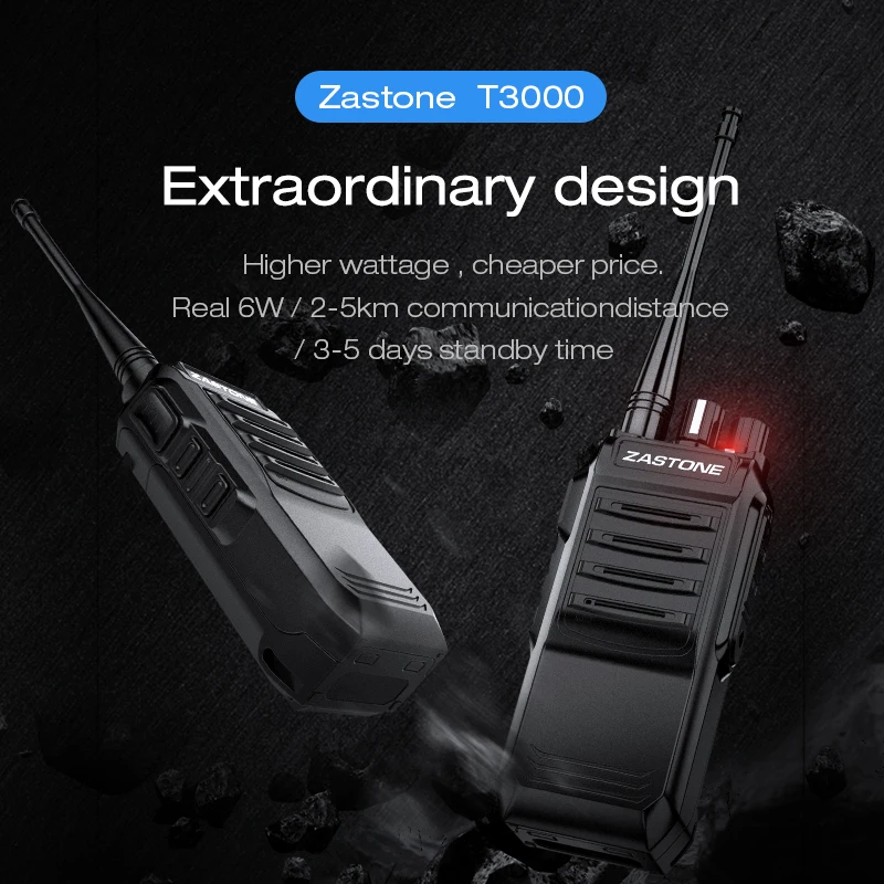 Zastone T3000 6W UHF 400-520mhz Walkie Talkie профессиональная CB радиостанция портативная охотничья