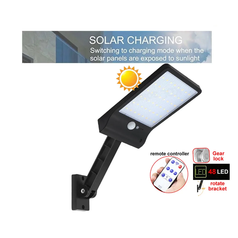 

Newest Solar Light 800lm 48/60 LED 3 Modes remote Controller IP65 Waterproof Power Lamp For Outdoor Garden Wall Fence Yard