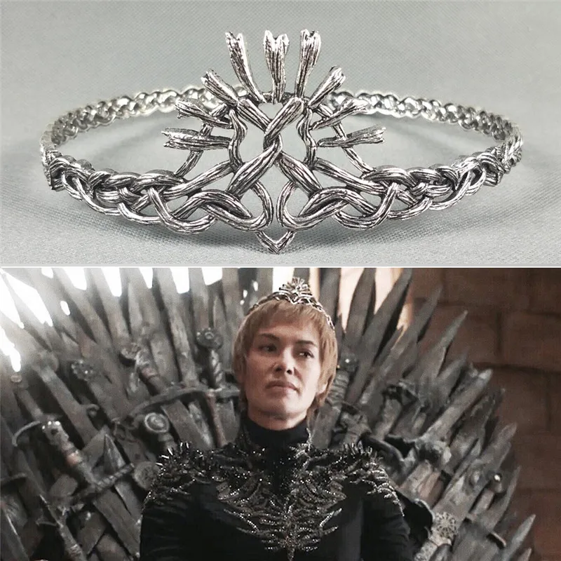 

Game of Thrones Season7 Cersei Lannister Crown Headband Cosplay White Silver Plated Vintage Hair Bands Wedding Headwear