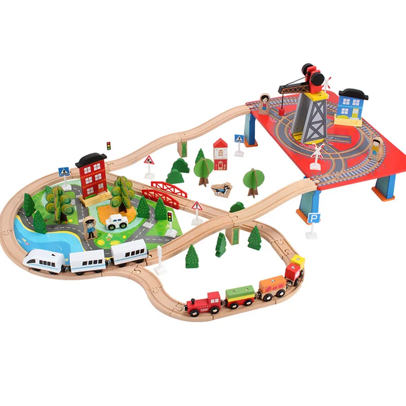 

Electric Wooden Train Track Set Educational Toy Gifts For Kids