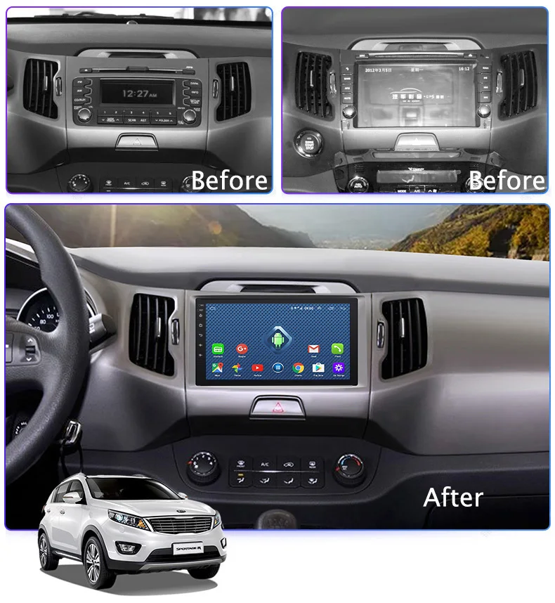4G Lte All Netcom 9 inch android 8.0 for KIA Sportage R 2010- Auto vehicle car multimedia GPS navigation system