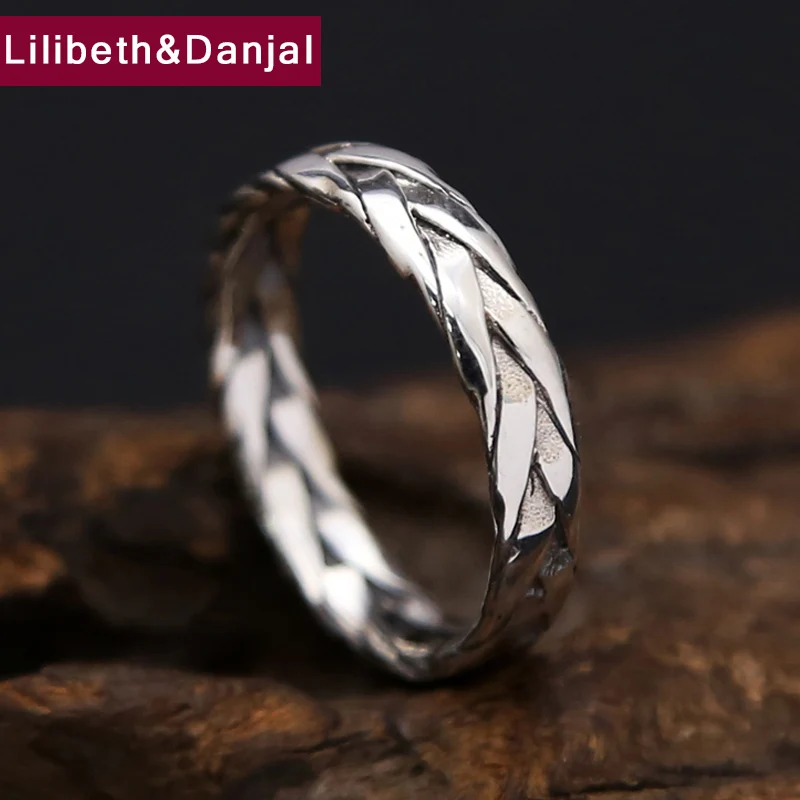 

2019 Initial Promise Couple Ring 100% Real 925 Sterling Silver Jewelry Men Women Vintage Woven rope LOVE Engagement Ring R056