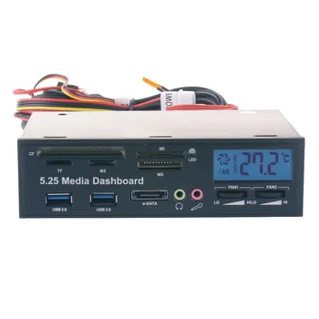 

1PC 5.25 Inch USB 3.0 High Speed Media Dashboard Front Panel PC Multi Black Card Reader