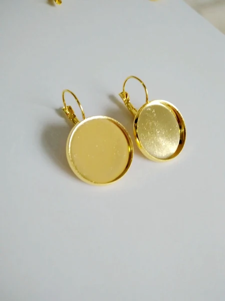 US $119.55 Gold Plated Color 500PCS 20mm Blank Earring Base for Cabochon Cameo Setting DIY Jewelry Making Findings CFS165