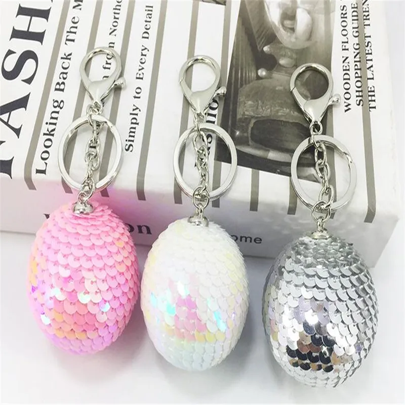 

Glitter Round Ball Sequin Handmade Keychain Women Valentine's Day Gift Bag Key ring Accessories B076