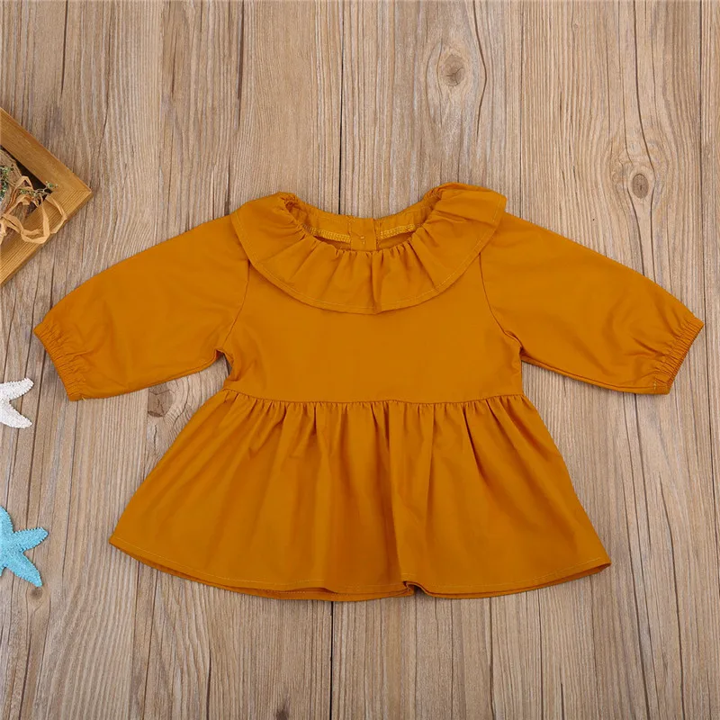 Топы для новорожденных девочек; топы с длинными рукавами; футболка; Короткое мини-платье; одежда; От 0 до 2 лет