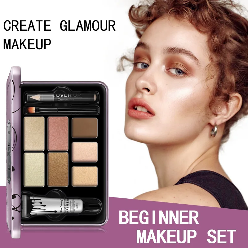 

7 colors Earth Color Shimmer Matte Eyeshadow Palette Makeup Kit Pigment Glitter Makeup box with brush
