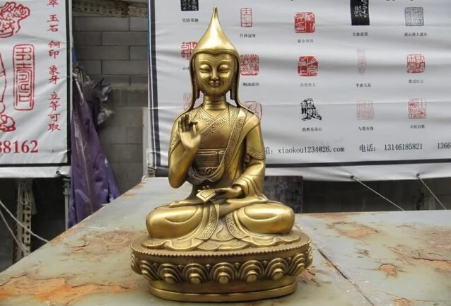 

USPS to USA S0318 Tibet Buddhism Brass Copper refined Carved Buddhism Dalai Lama Buddha Statue (B0328)