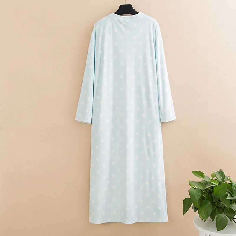 Autumn Nightgown Plus Big Size Women Sleepwear Stripes Winter super Soft Flannel Night Dress Long Sleeve Nightwear New