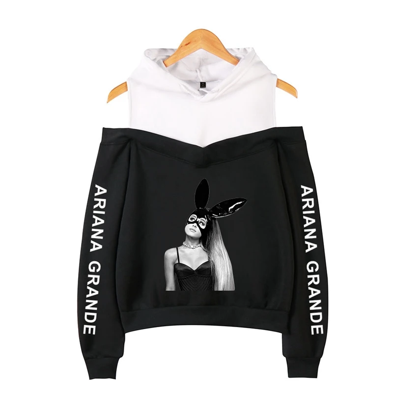 Ariana Grande Sweatshirt Dangerous Woman Tour Hip Hop Hooded Off-Shoulder Hoodie Women Clothes Harajuku Girl Hoodies Sweatshirts (1)