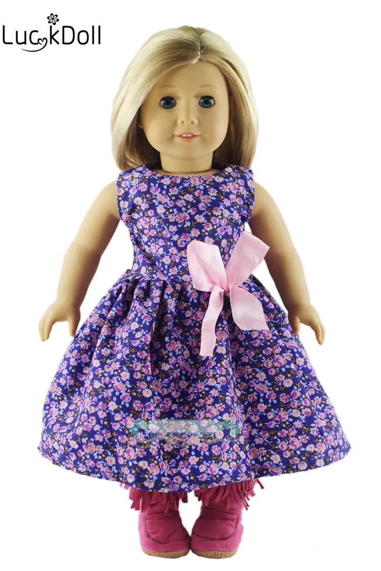 

LUCKDOLL Sleeveless Dotted Print A-Line Skirtfit 18-Inch Doll Or 43-cm Baby Doll ,Doll Accessories