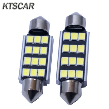 

KTSCAR 4x Interior Led Error Free Car Automotive 6000k 39MM 42mm Festoon 12Led Chip 2835 Lamp C5W For Acura Buick Lexus Canbus