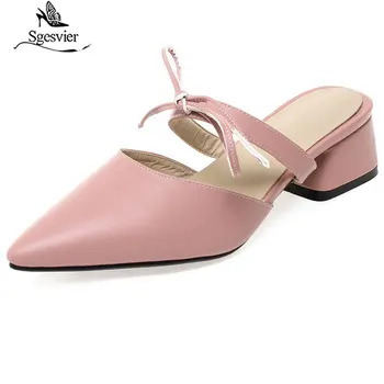 

Sgesvier 2019 Summer PU Leather Bowknot Pointed Toe Woman Sandals Slip On Butterfly Loafers Mules Flip Flops Casual Shoes G544