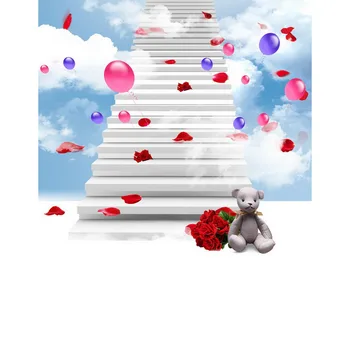 

5X7ft Sunny weather stairs balloons rose children wedding photography studio backgrounds for photo studio