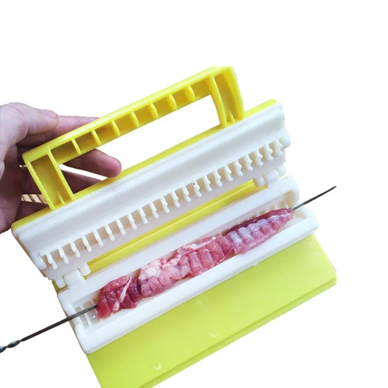 Double Row Barbecue Skewer Machine Wear Meat String Device Portable Maker Single Row Outdoor Kitchen Wear Flesh BBQ Tools
