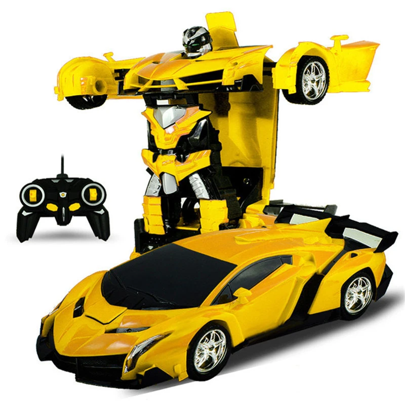 awesome  2 In 1 RC Car Sports Car Shock Resistant Transformation Robot Toy Remote Control Deformation Car RC