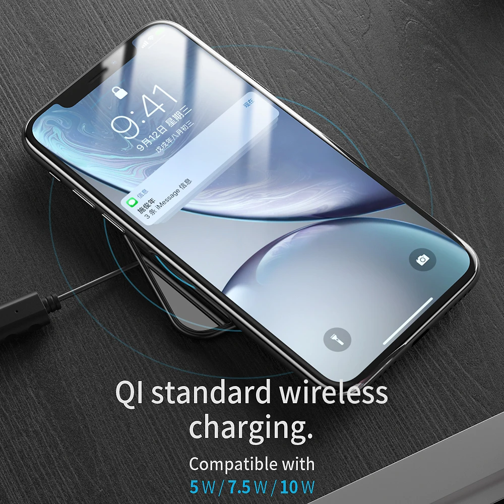 Беспроводное зарядное устройство Essager Qi для iPhone X R XS Max 8 7 Xiaomi 10 Вт Samsung S9 S8
