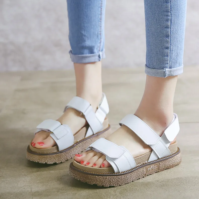 

Woman Sandals Summer 2018 Platform Hook Loop Leisure Shoes Solid Color Female Ladies Sandal Basic Comfortable Shoe Size 34-41