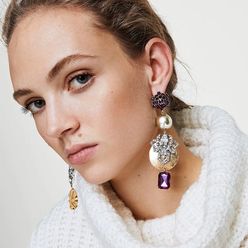 FASHIONSNOOPS Special Design Luxury Bohemian Wedding Simulated Pearls Earring Women Fashion Dangle Jewelry Shiny Drop Earrings