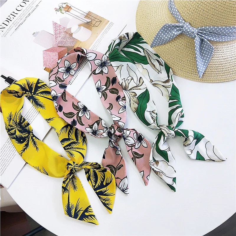 40Designs Cartoon Stripe Plaid Scarf Hair Handkerchief for Women Head Bandage Silk-like Cachecol Female Bag Decoration 5*90cm 40Designs Cartoon Stripe Plaid Scarf Hair Handkerchief for Women Head Bandage Silk-like Cachecol Female Bag Decoration 5*90cm