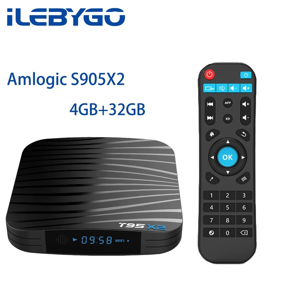 Android 8,1 Smart tv Box 4 Гб 64 Гб Amlogic S905X2 четырехъядерный T95X2 двойной Wifi 100 м H.265 4 к UHD 3D 60pfs USB3.0 Google Play T95 X2 - Цвет: 4GB 32GB