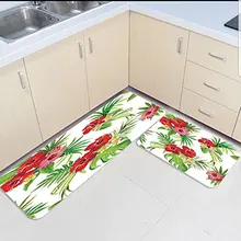 2 шт. кухонные подстилки и коврики набор цветов красный цветок искусство домашний декор Нескользящая область бегун входной коврик